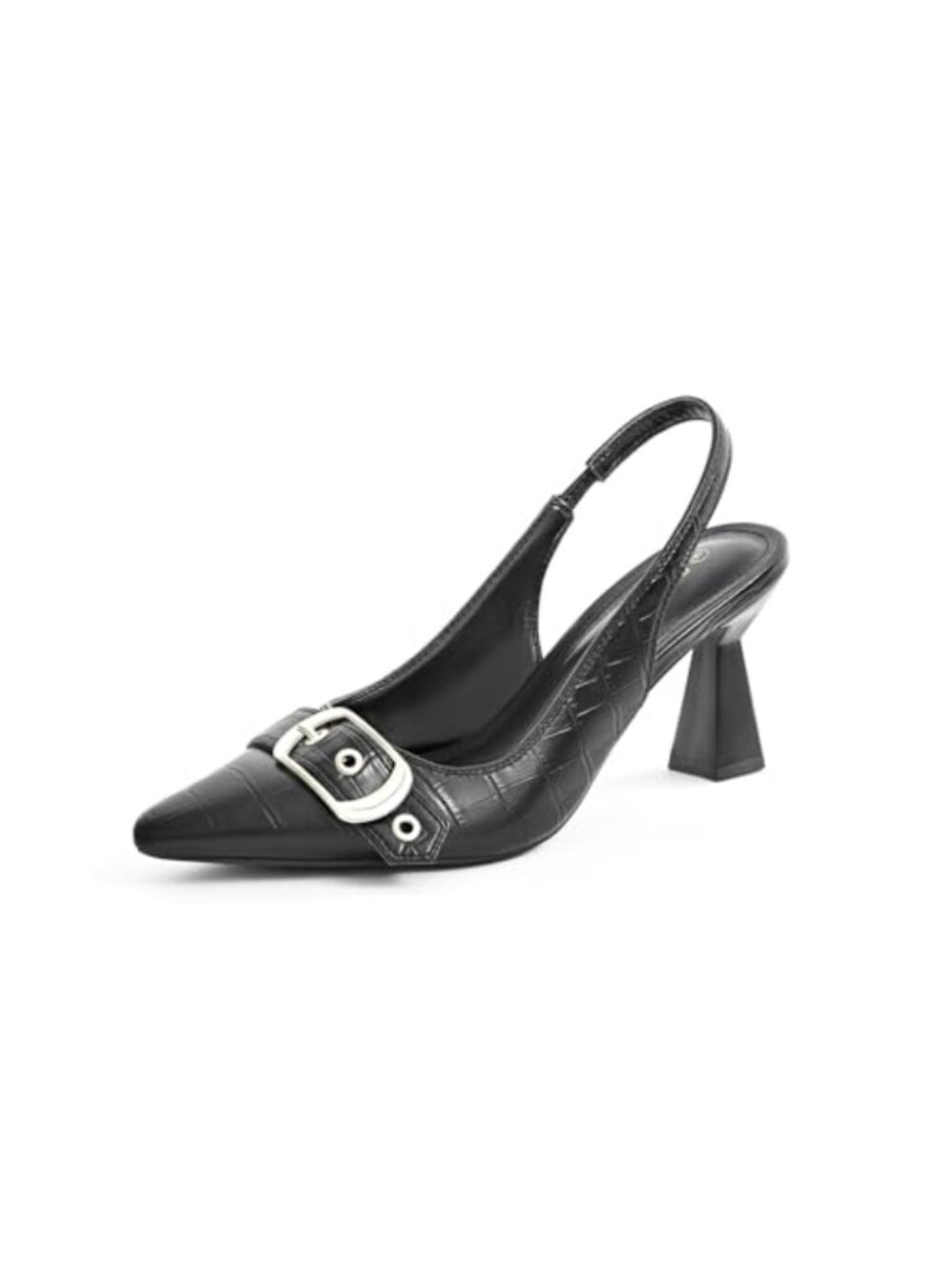 SICARE Women's Slingback Kitten Heels Closed Pointed Toe Pumps with Buckle Strap